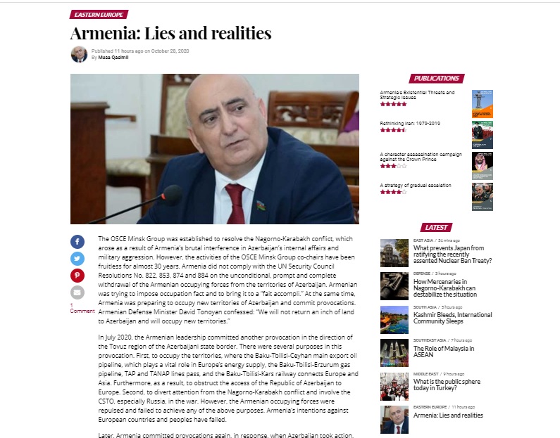 Musa Gasimli. Armenia: Lies and realities - moderndiplomacy.eu