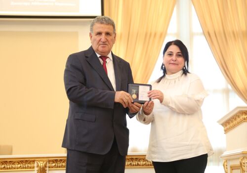 A commemorative was presented to a colleague of the Institute of the Caucasus Studies of ANAS